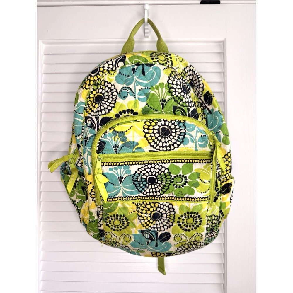 Vera Bradley Retired Floral Quilted Backpack – Green/Blue